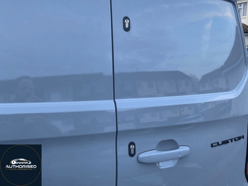 Van with visible high security locks acting as a theft deterrent in Essex