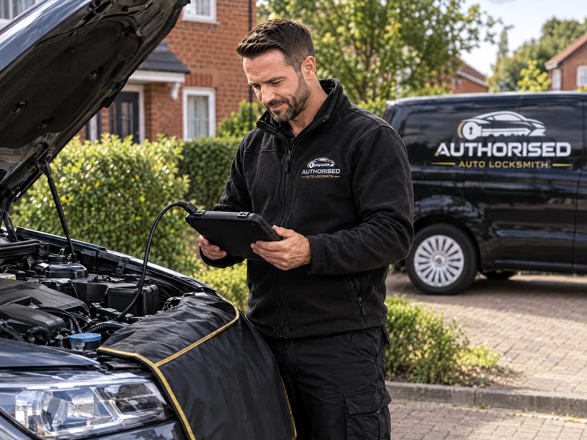 Authorised Auto Locksmith technician working on a vehicle in Wickford