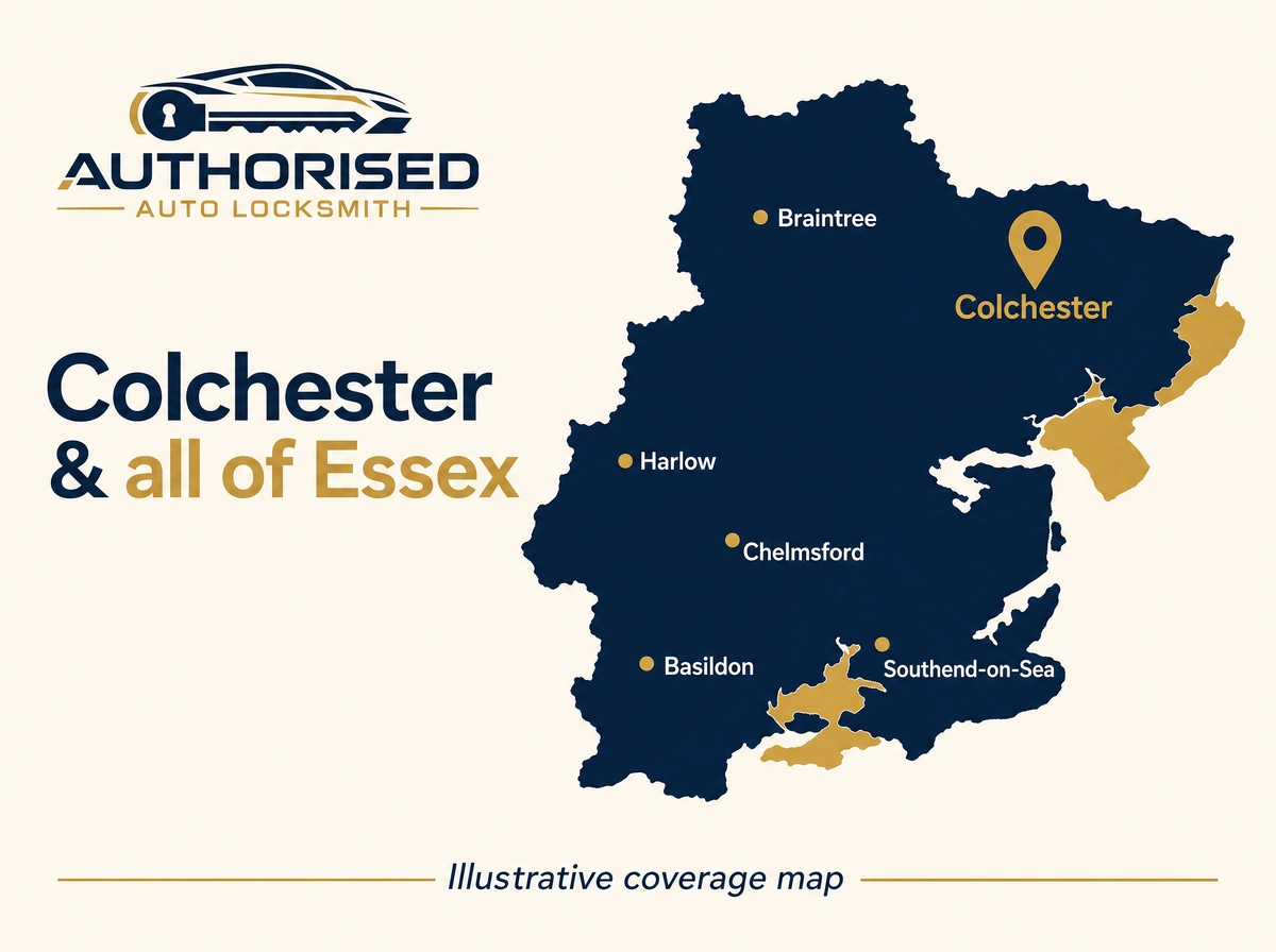Auto locksmith coverage area — Colchester and all of Essex