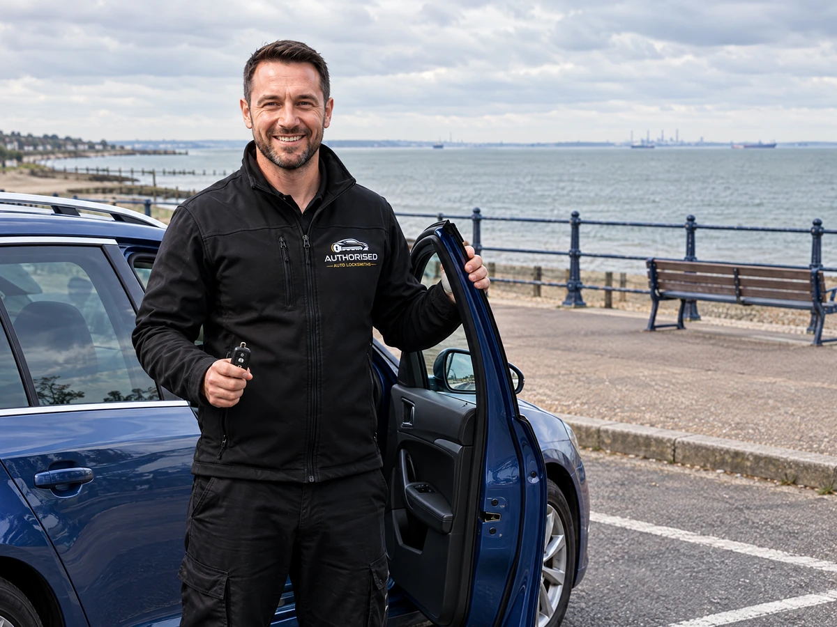 Auto locksmith unlocking a car in Chalkwell near Westcliff-on-Sea