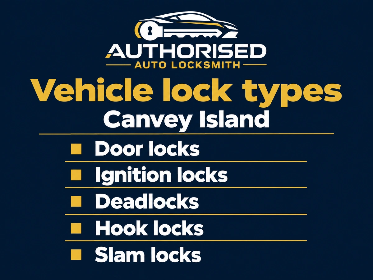 Different vehicle lock types handled by an auto locksmith in Canvey Island