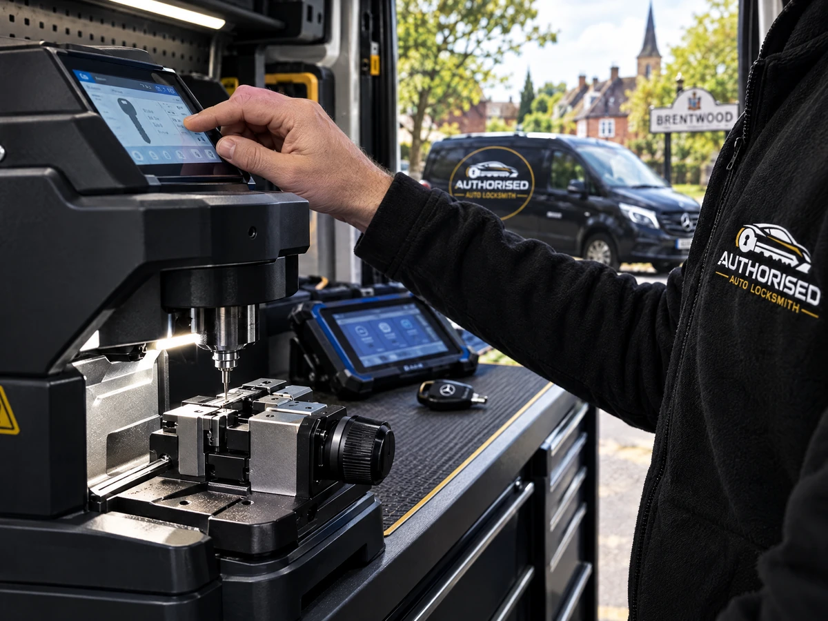 New car key being cut and programmed for a vehicle in Brentwood Essex