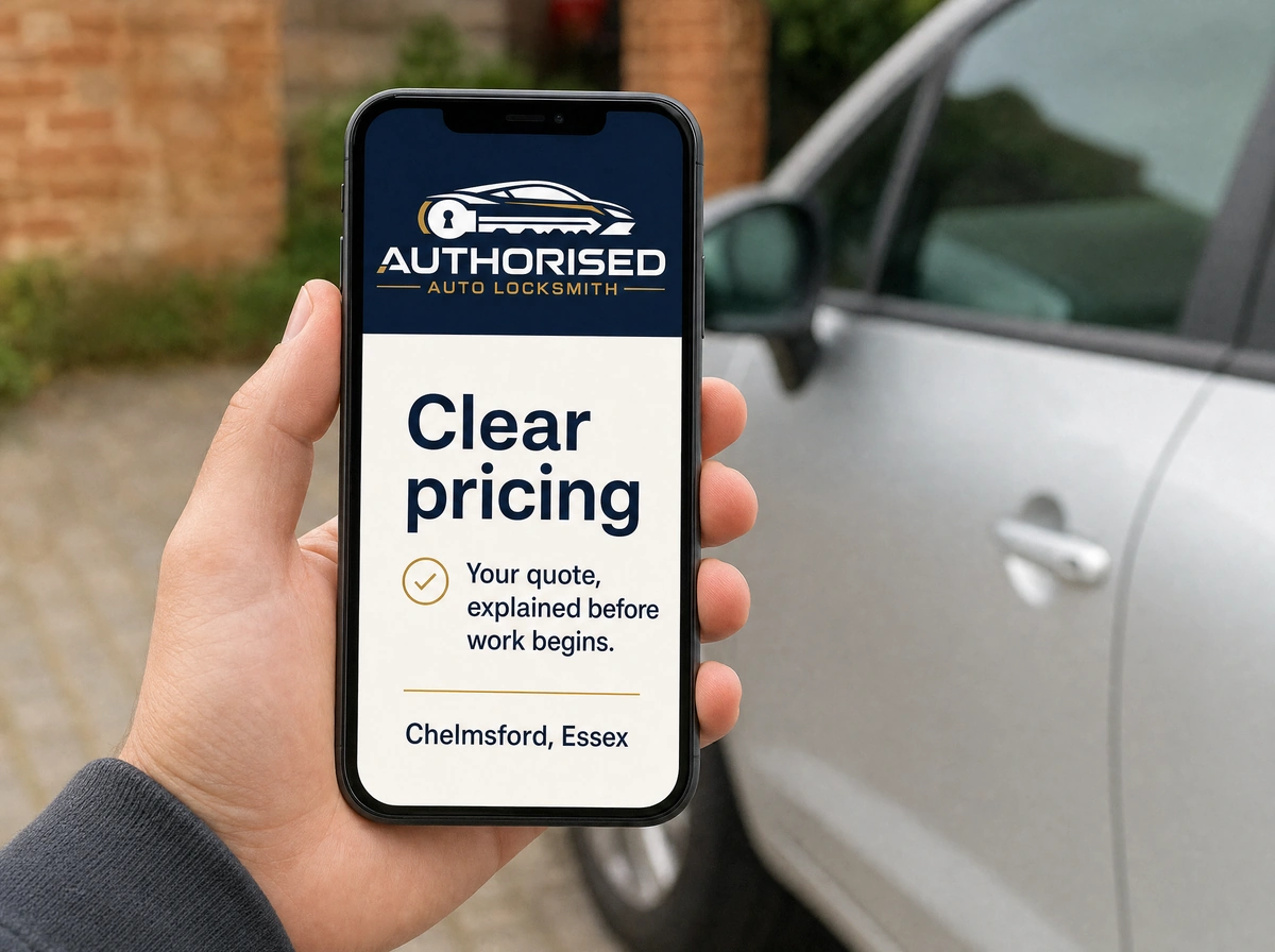 Transparent pricing from Authorised Auto Locksmith in Chelmsford