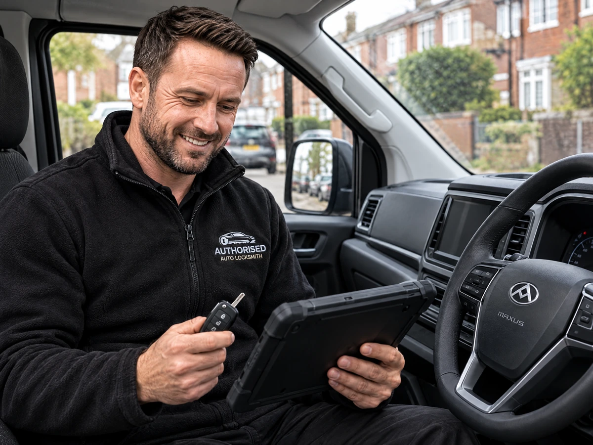Auto locksmith checking a Maxus key system