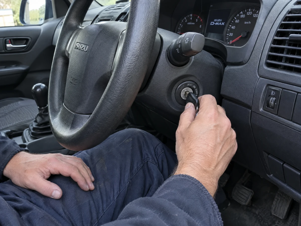 Auto locksmith checking the ignition barrel on an Isuzu D-Max