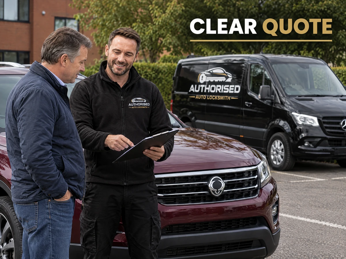 Auto locksmith giving a SsangYong owner a clear quote