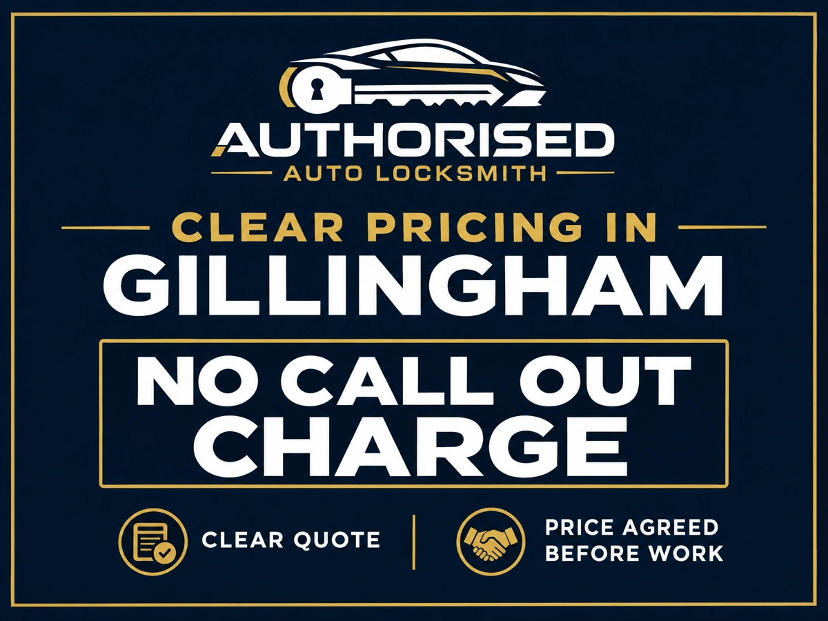 Auto locksmith prices in Gillingham with no call out charge