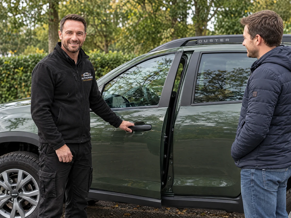 Auto locksmith unlocking a Dacia without damage