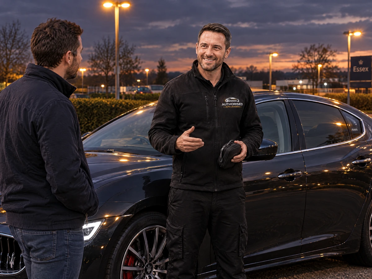Auto locksmith unlocking a Maserati without damage