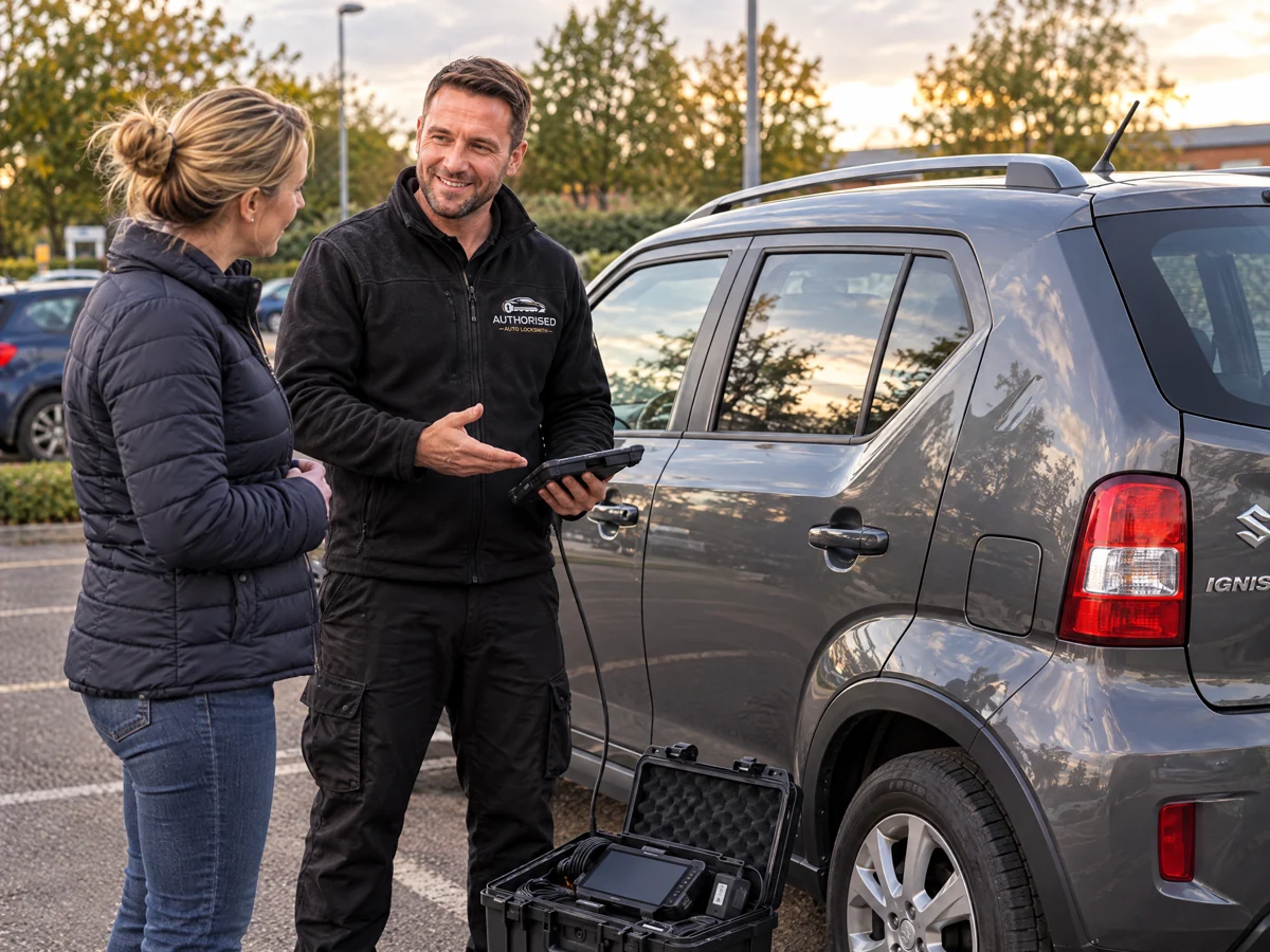 Auto locksmith unlocking a Suzuki without damage