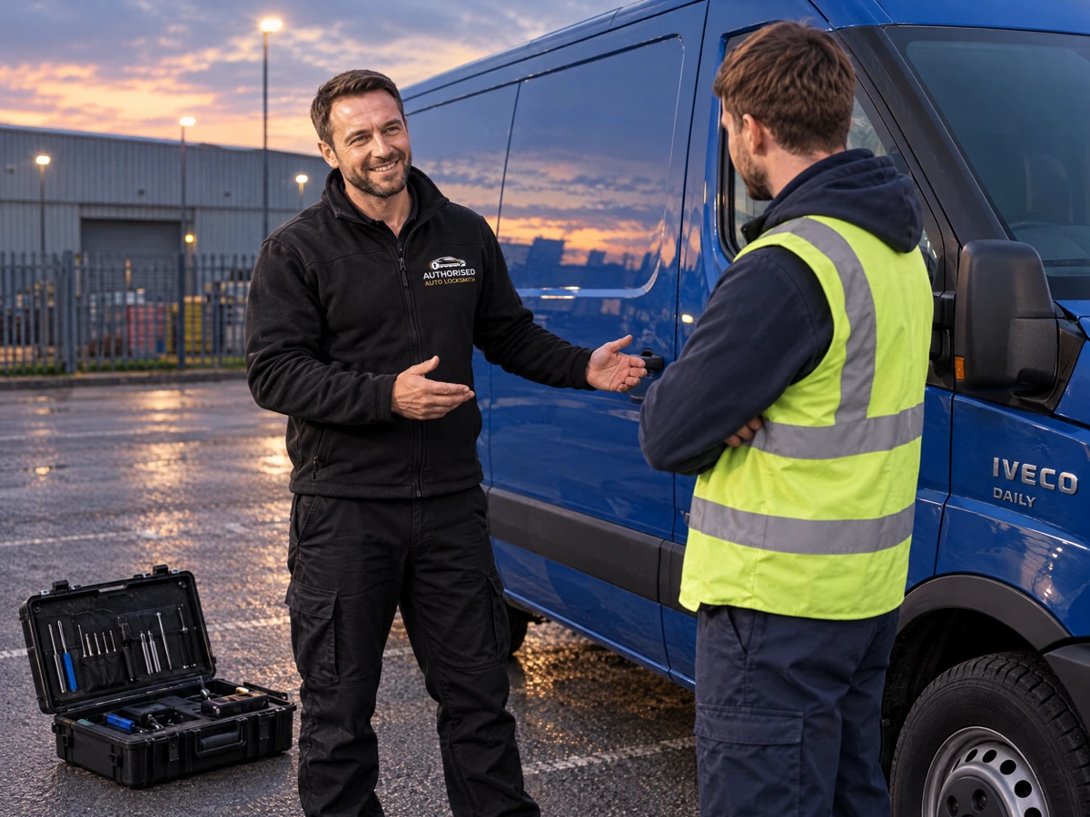 Auto locksmith unlocking an Iveco without damage