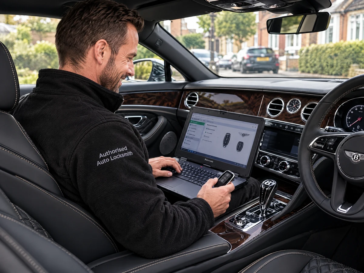 Bentley Continental GT key being programmed on site