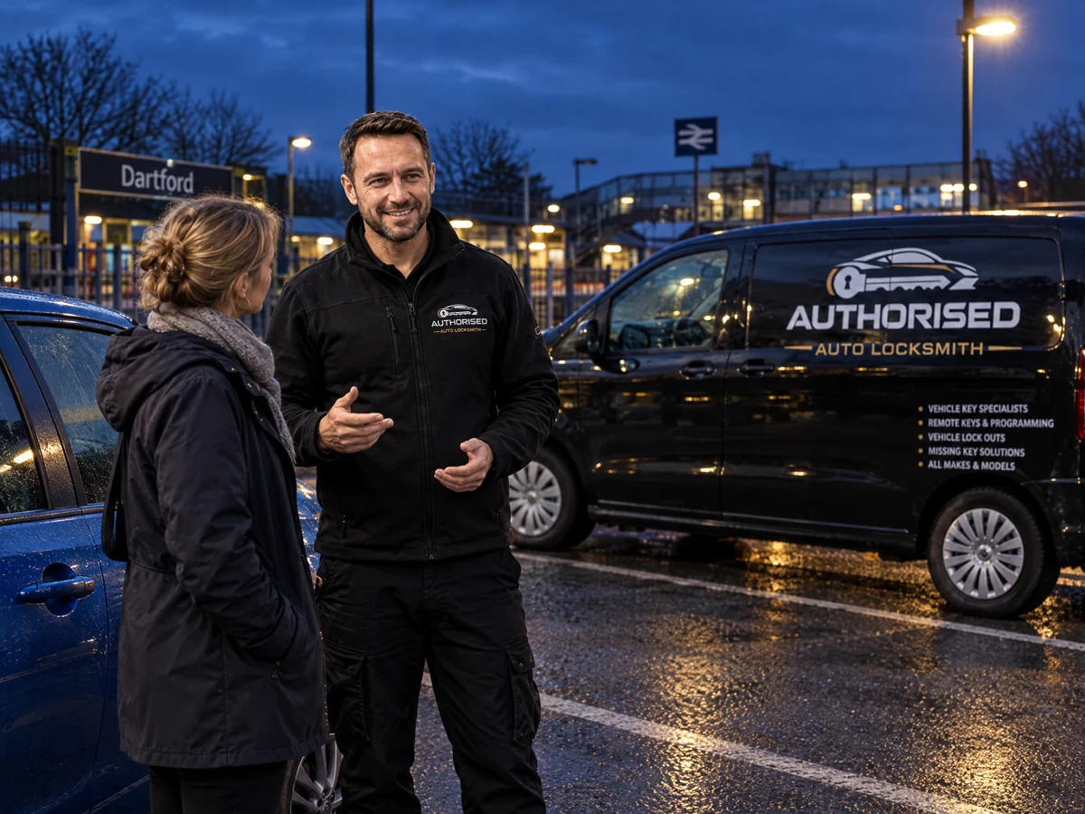 Emergency auto locksmith attending a vehicle in Dartford