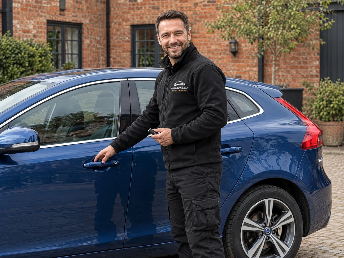 Essex locksmith testing the locks on a Volvo