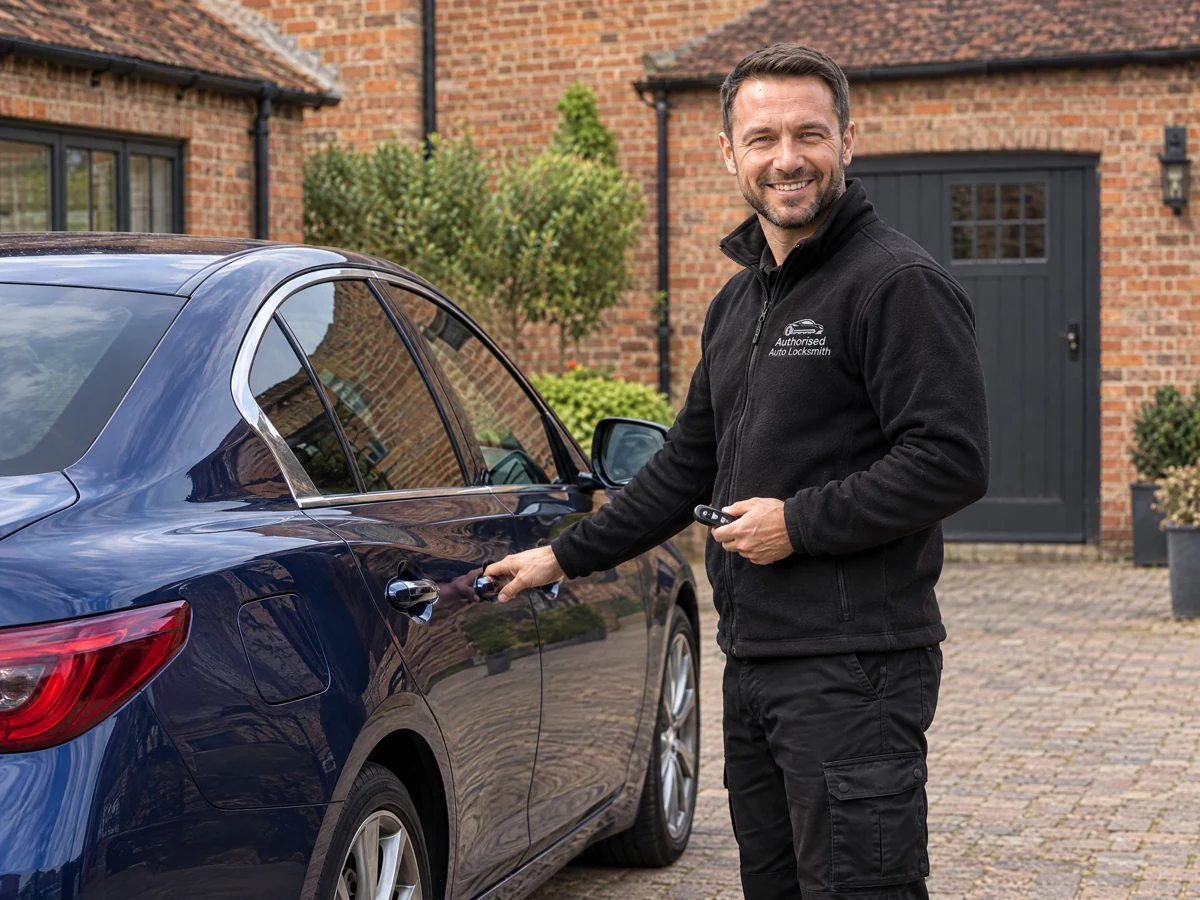 Essex locksmith testing the locks on an Infiniti