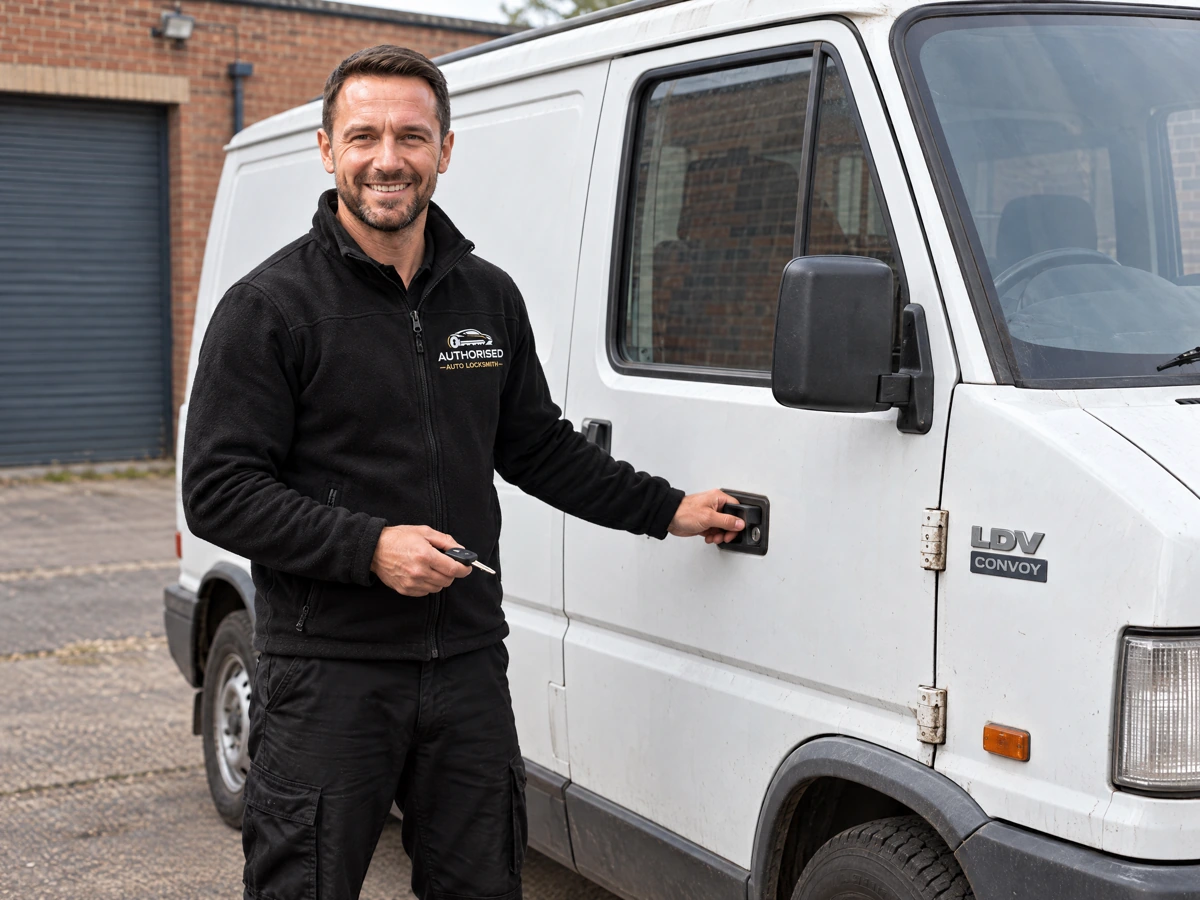 Essex locksmith testing the locks on an LDV
