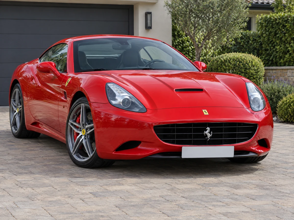 Ferrari California parked on a driveway awaiting a spare key