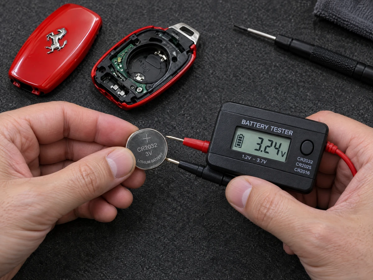 Ferrari key battery being tested