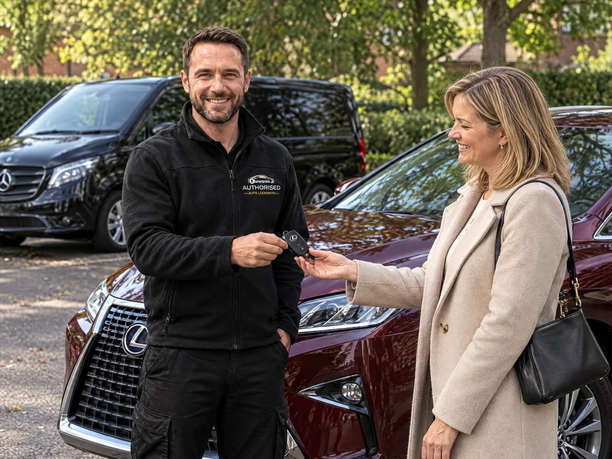 Happy Lexus owner with a new key from Authorised Auto Locksmith