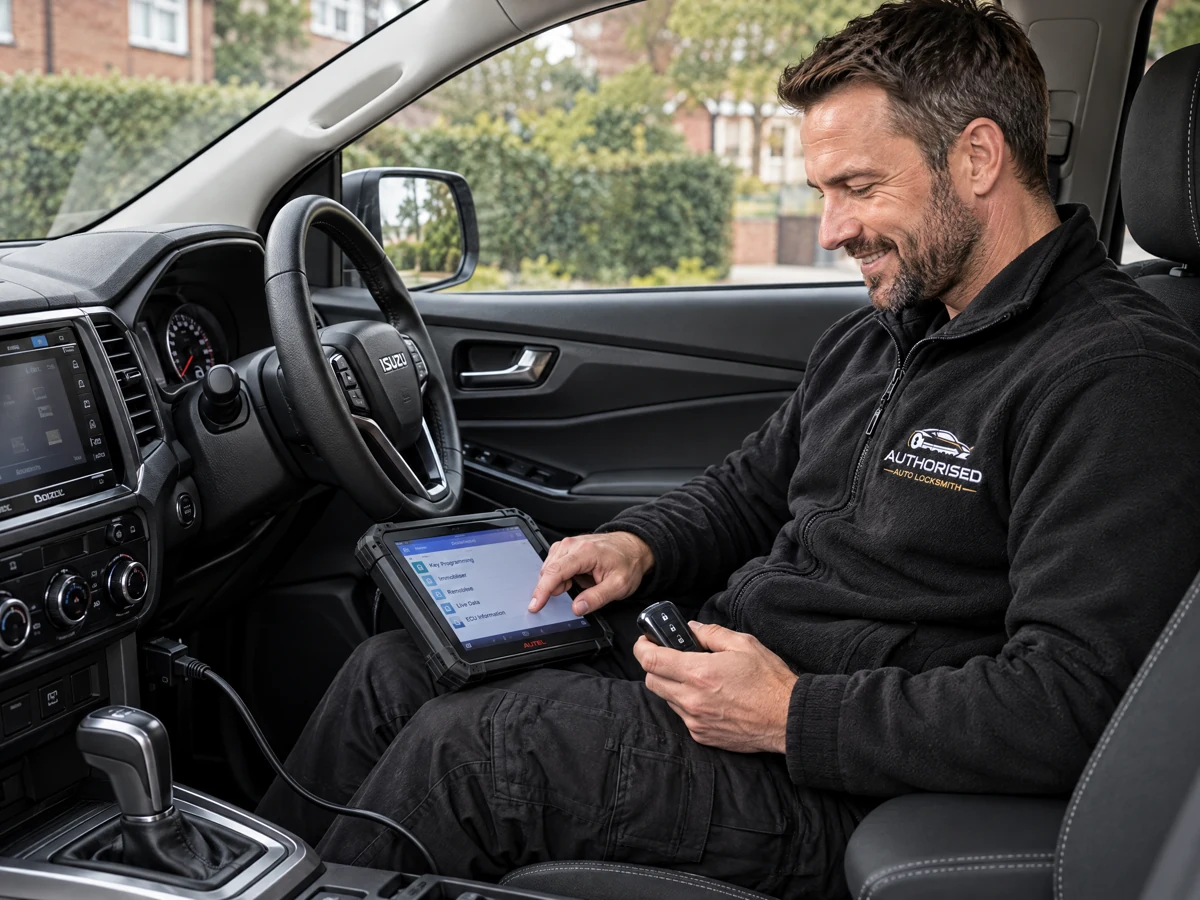 Isuzu D-Max smart key being programmed on site