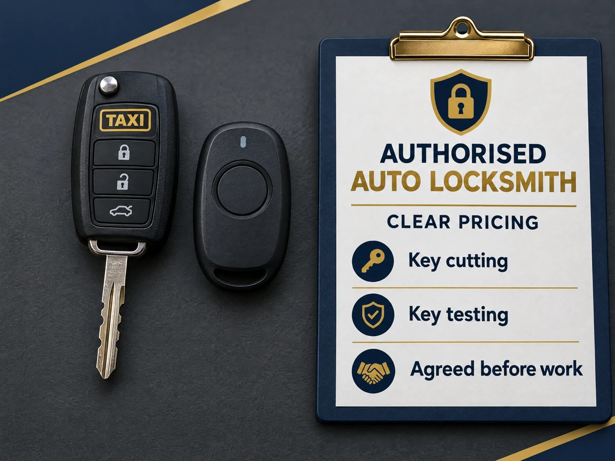 LTI Taxi replacement key and invoice with clear pricing
