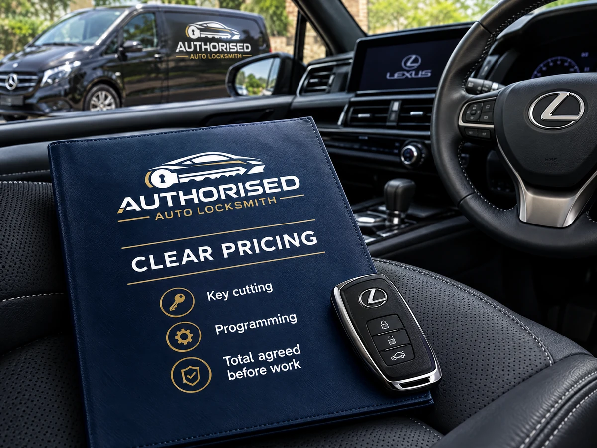 Lexus replacement key and invoice with clear pricing