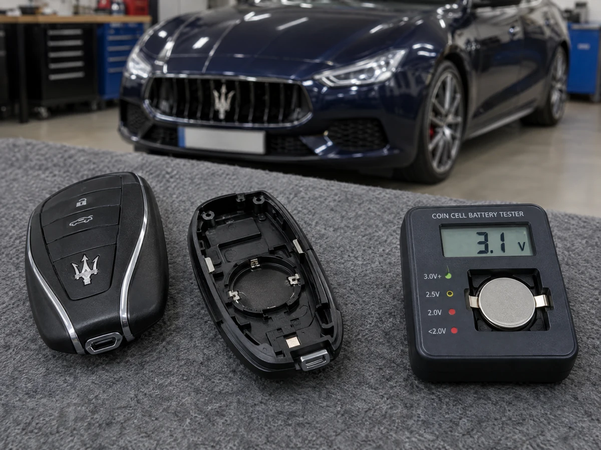 Maserati key battery being tested