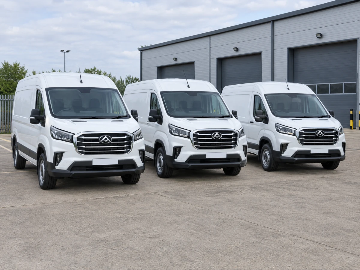 Maxus Deliver 9 vans in a fleet depot