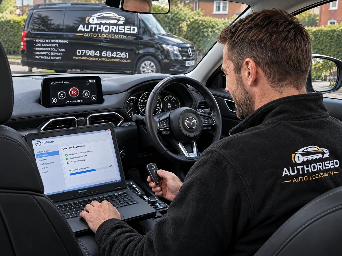 Mazda CX-5 smart key being programmed on site