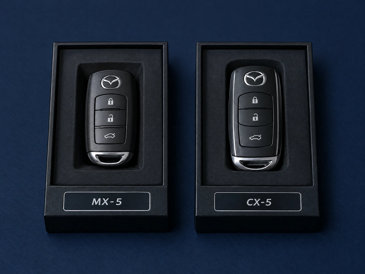 Mazda MX-5 and CX-5 keys ready for handover