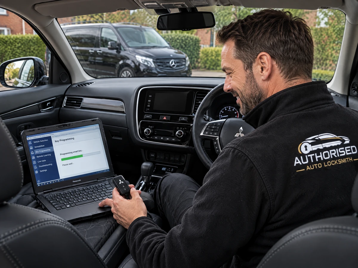 Mitsubishi Outlander smart key being programmed on site