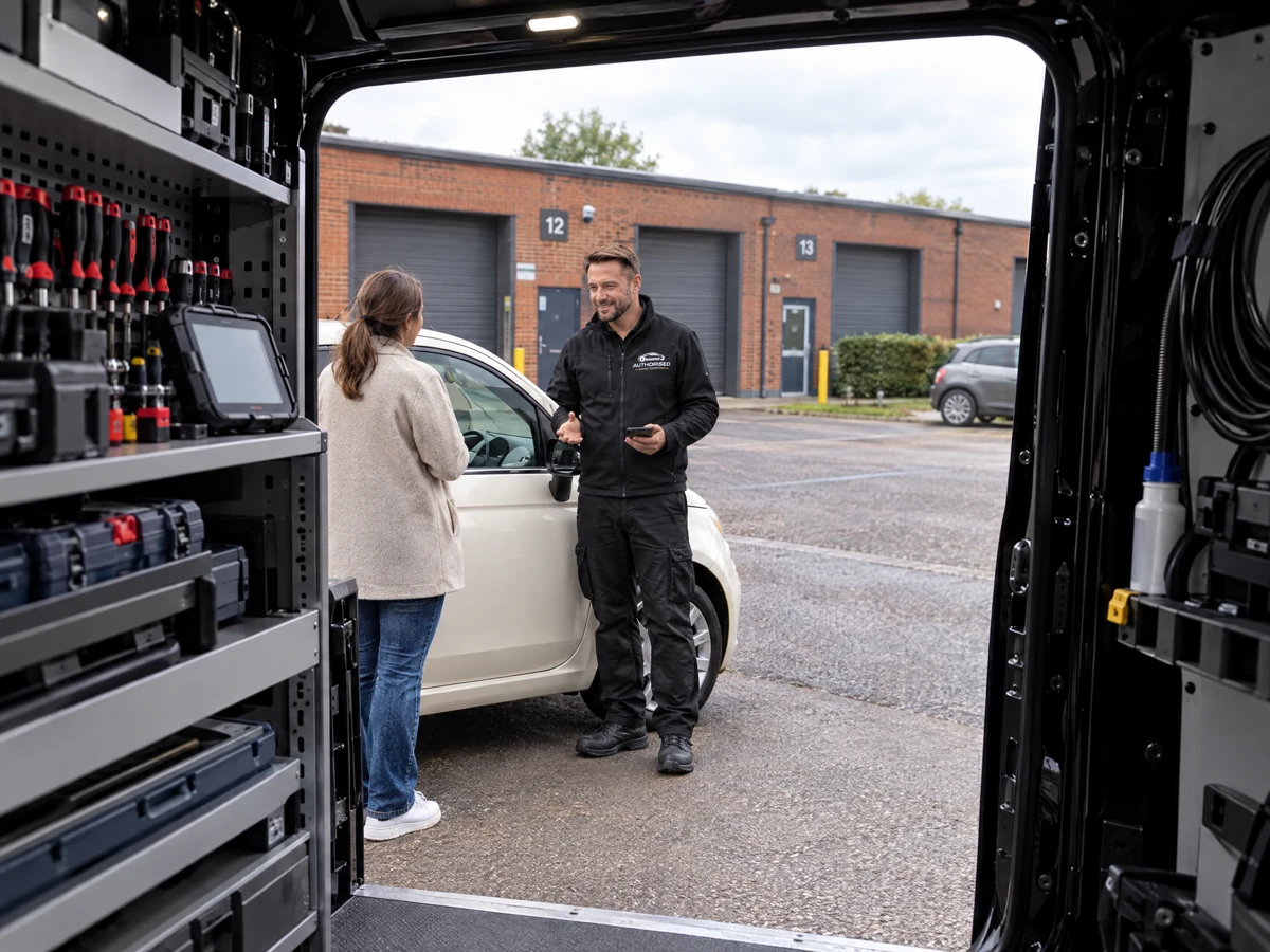 Mobile auto locksmith attending a vehicle in Rainham RM13