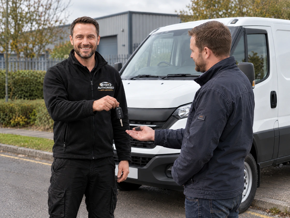 Mobile technician replacing an Iveco car key at the roadside