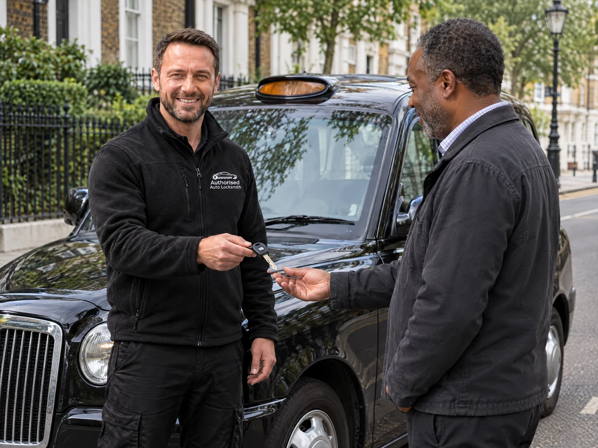 Replacement LTI Taxi key cut at the roadside after the keys were lost