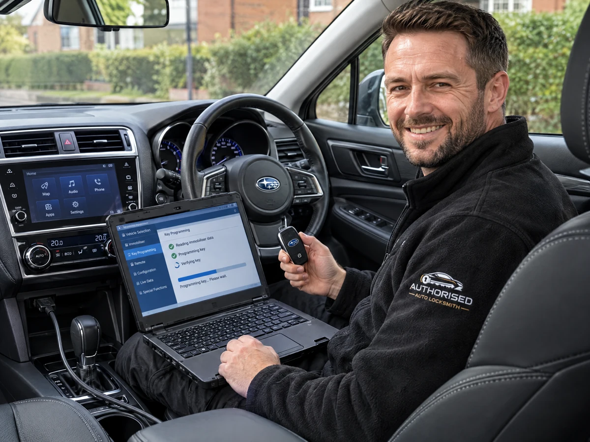 Subaru Outback smart key being programmed on site