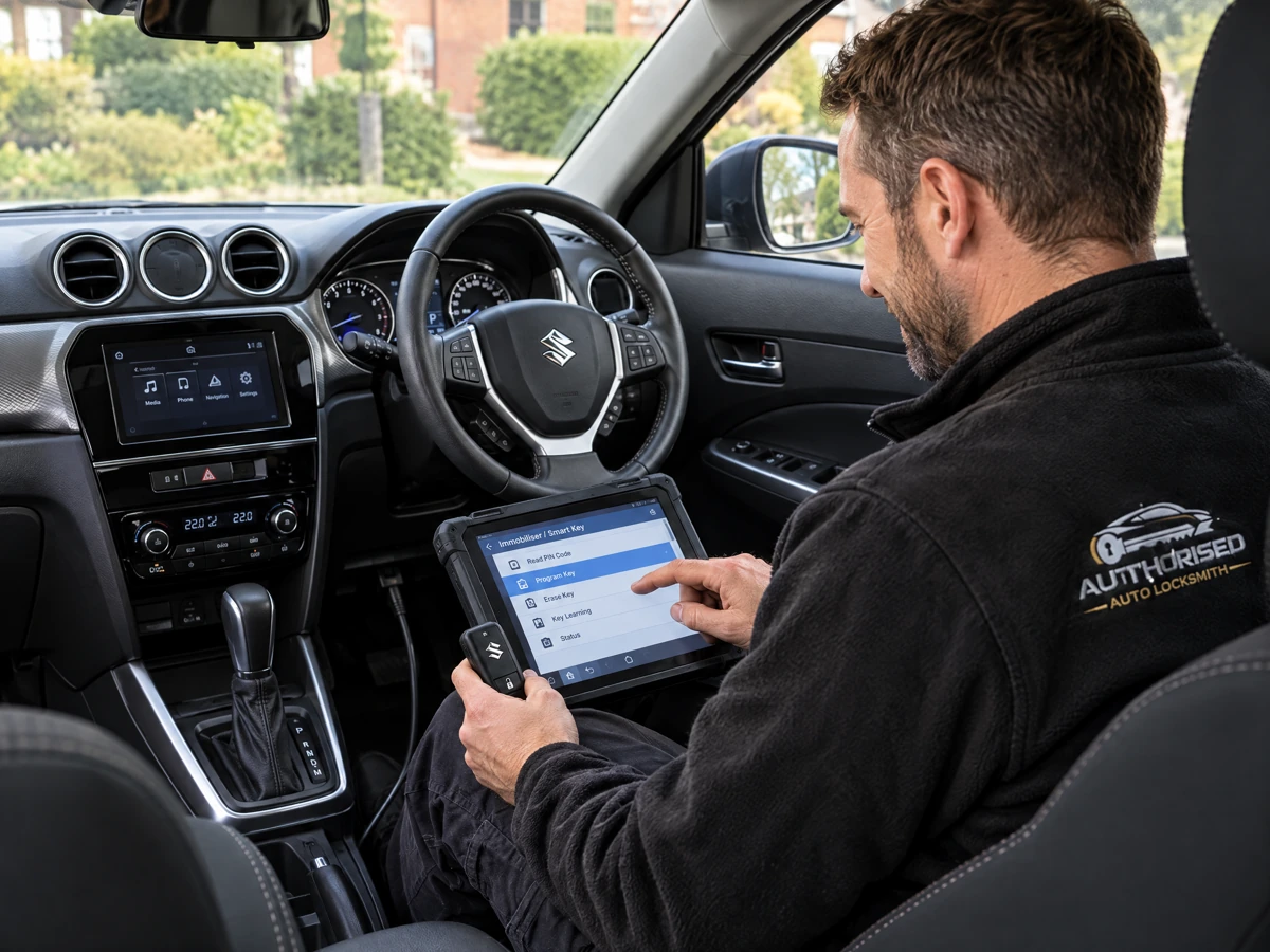 Suzuki Vitara smart key being programmed on site