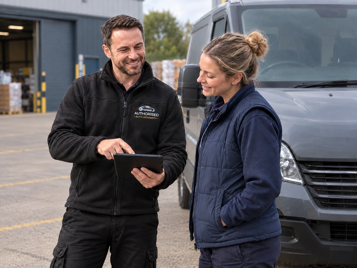 Technician explaining Iveco key costs to a customer