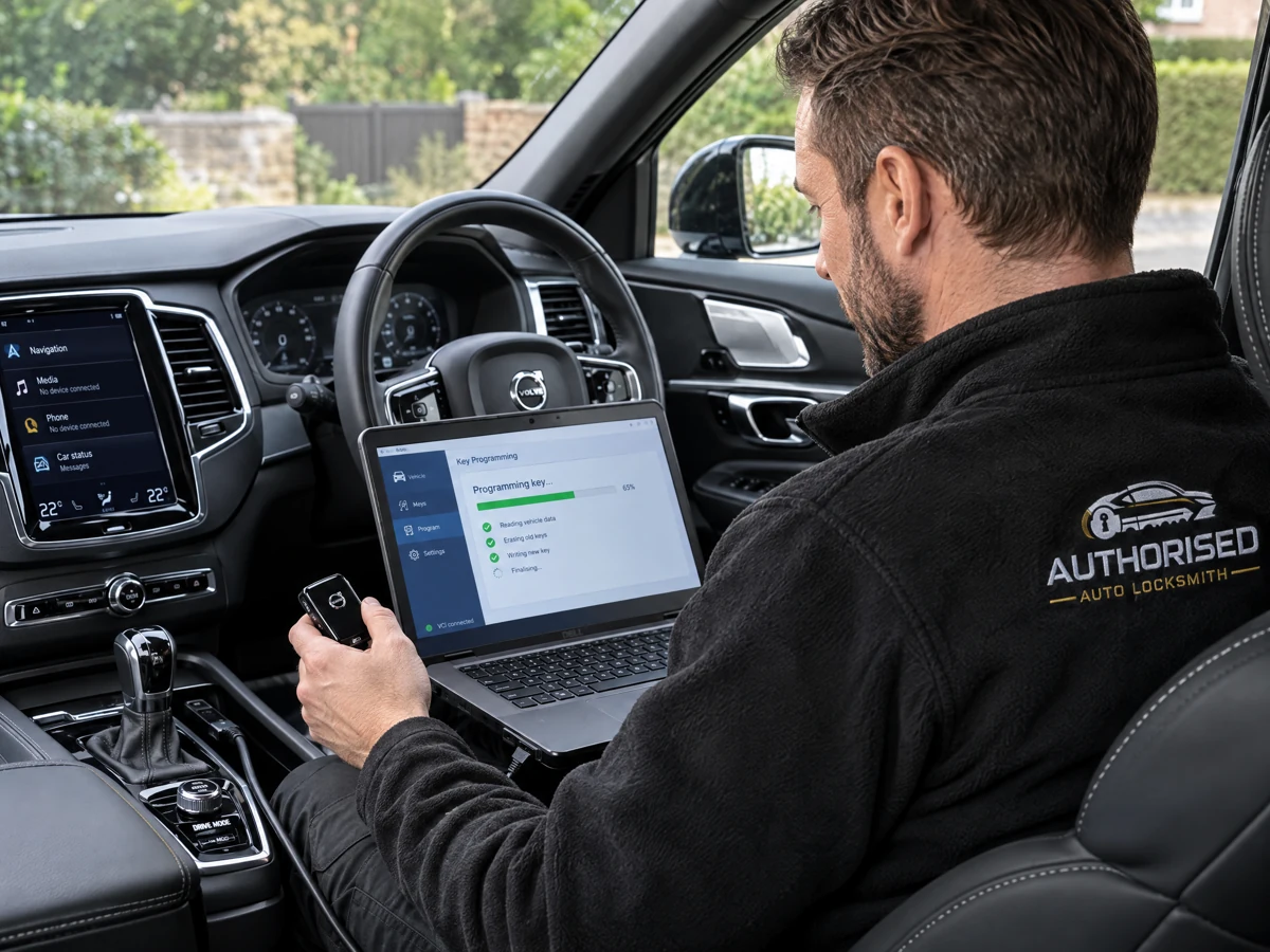 Volvo XC90 smart key being programmed on site