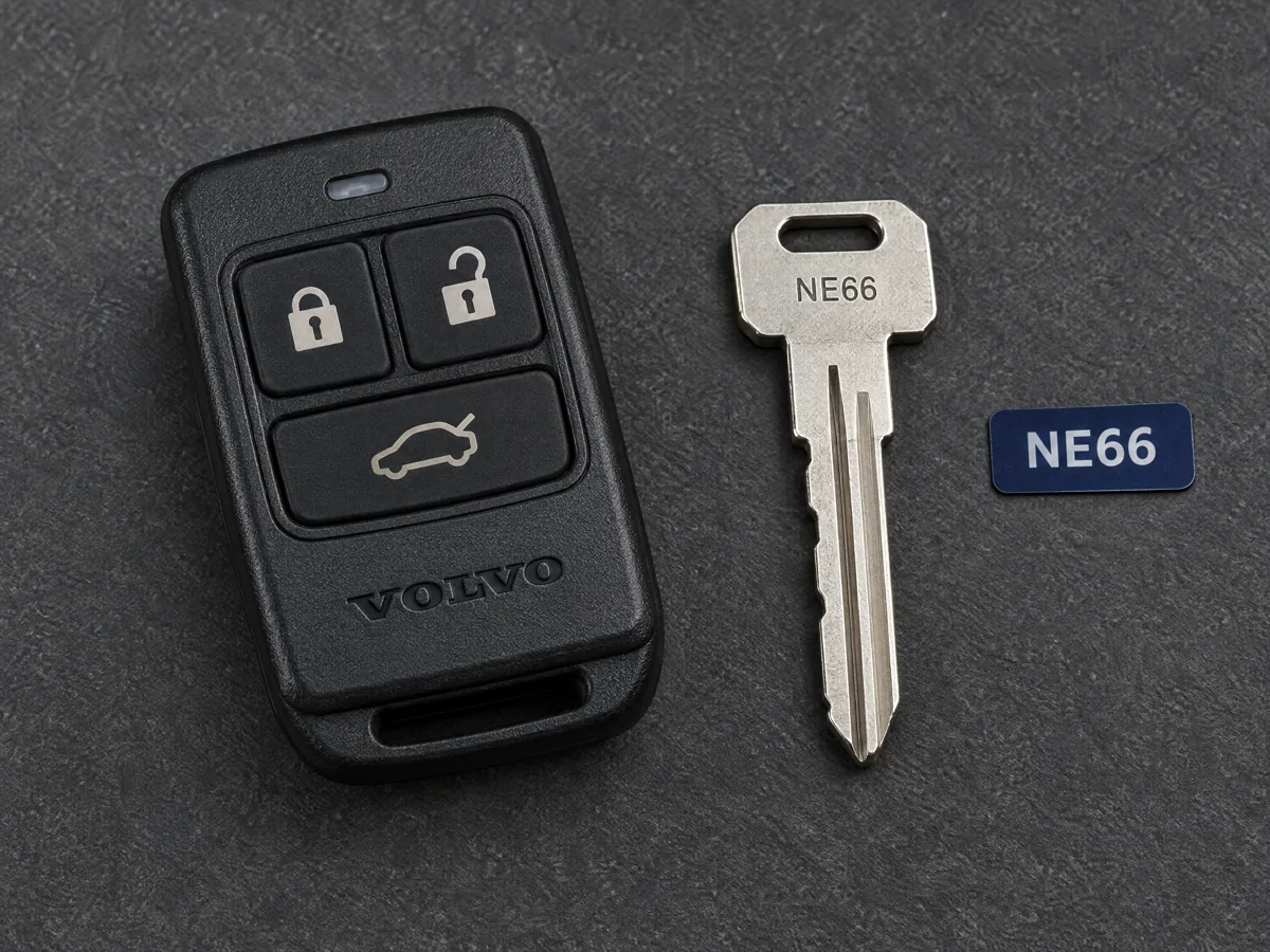 Volvo dashboard fob key and NE66 key blank