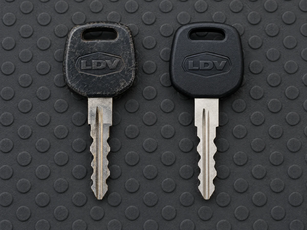 Worn LDV van key next to its replacement